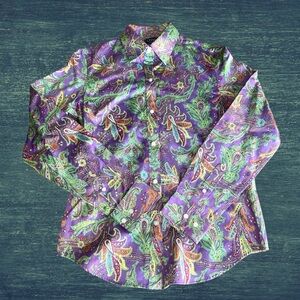 Chaps by Ralph Lauren Purple/Multi Paisley Shirt Sz S